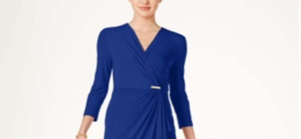Vestido envelope falso feminino Charter Club, azul, tamanho pequeno G