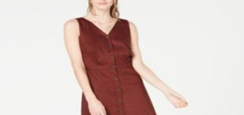 Vestido Alfani Feminino com Botões e MIDI Marrom Tamanho 2 Petite