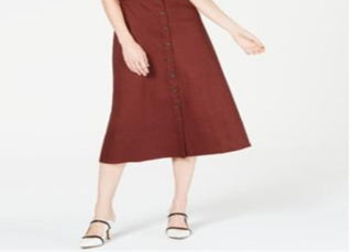 Vestido Alfani Feminino com Botões e MIDI Marrom Tamanho 2 Petite