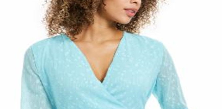 Charter Club feminino Clip Dot Wrap Top azul tamanho grande
