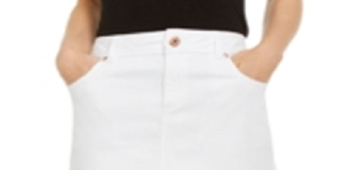 Saia jeans feminina brilhante reta tulipa com bainha franzida, tamanho 0, da INC International Concepts