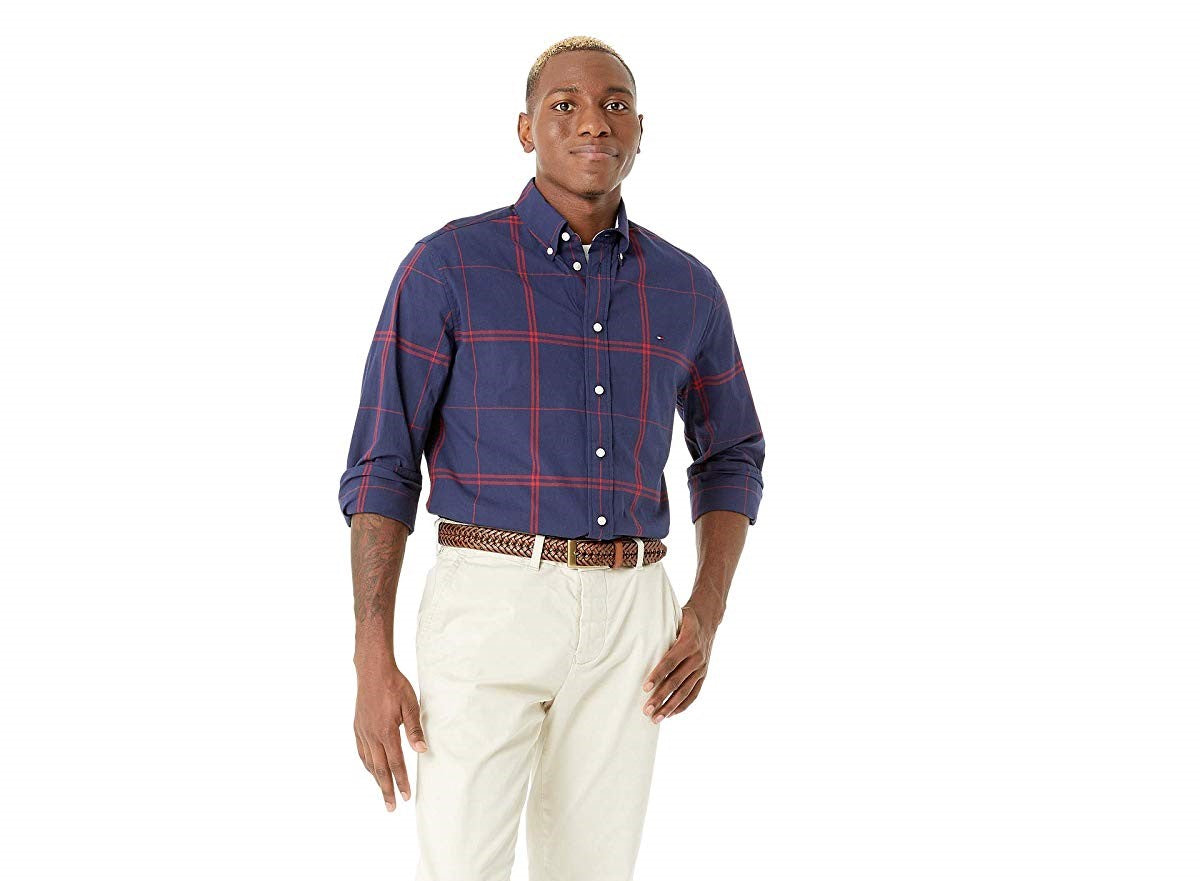 Calça Chino Masculina Tommy Hilfiger com Cintura Ajustável Creme Tamanho 38x32