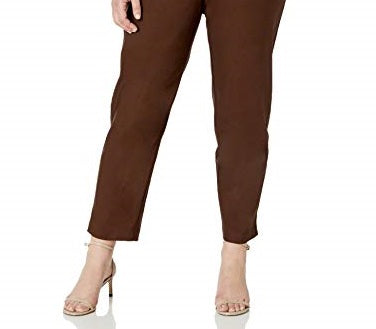 Calça elástica slim fit Alfred Dunner Allure feminina, marrom, tamanho 6, pequena