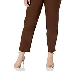 Calça elástica slim fit Alfred Dunner Allure feminina, marrom, tamanho 6, pequena