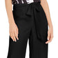 Calças culotte femininas sólidas com amarração frontal, INC Iternational Concepts, pretas, tamanho pequeno S