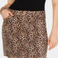 Minissaia jeans feminina com estampa de leopardo da INC International Concepts, amarela, tamanho 0