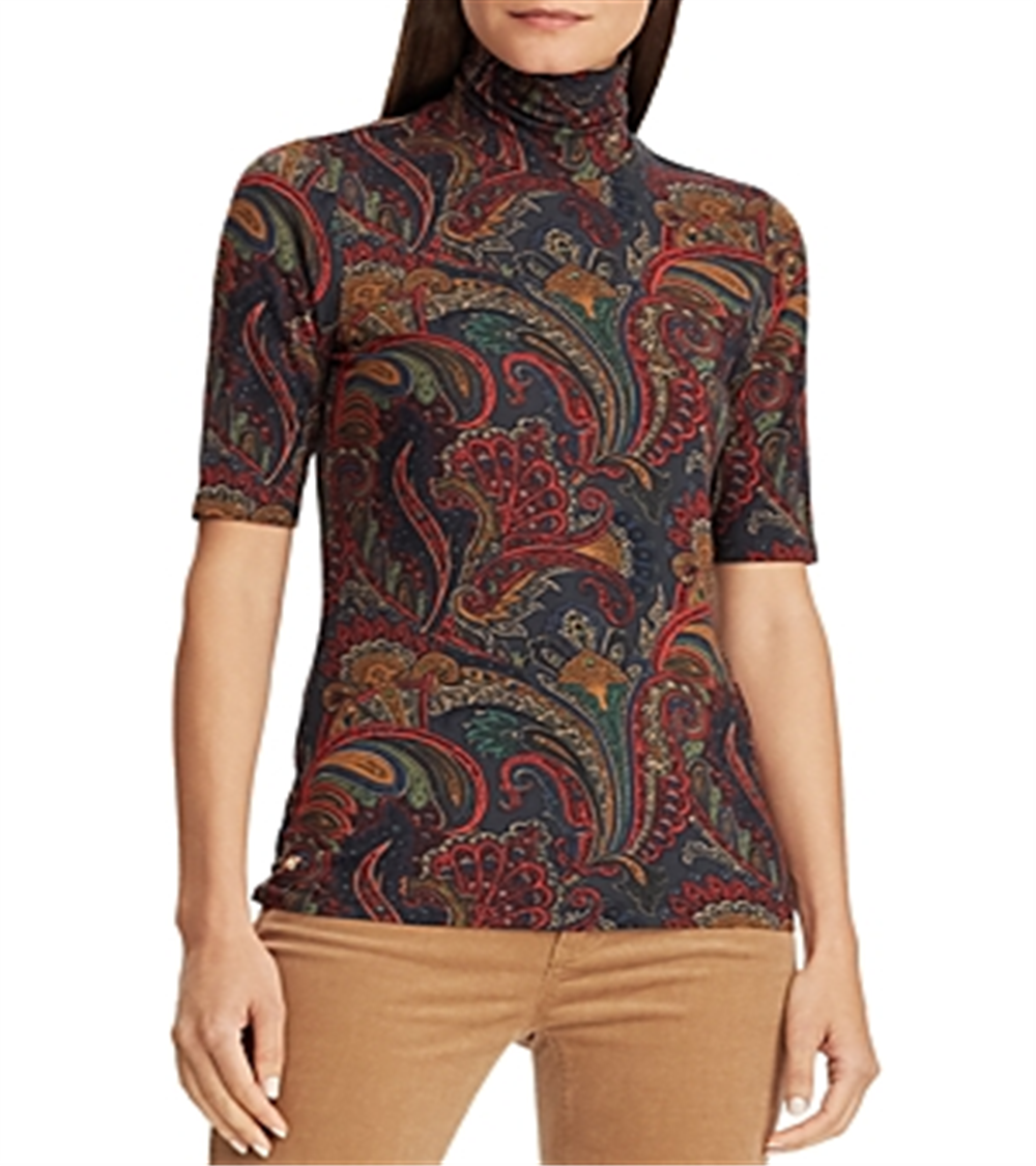 Camiseta Ralph Lauren Feminina Gola Alta Stretch Vermelha Tamanho M
