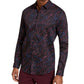 Camisa masculina com botões e estampa Sylas da INC International Concepts, preta, tamanho médio