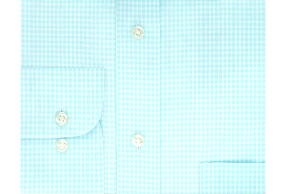 Camisa social masculina Eagle com estampa xadrez de algodão, tamanho grande, tamanho Aqua