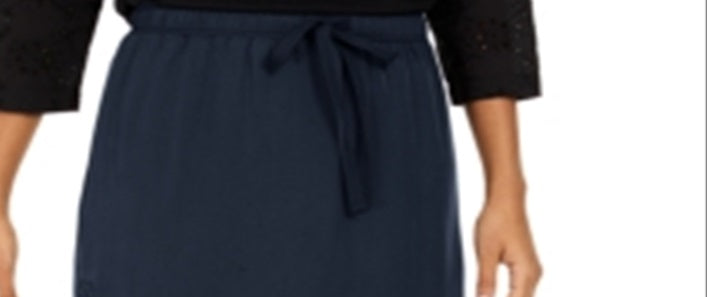 Saia de Tencel com Cordão Feminino Style &amp; Co Azul Tamanho Grande