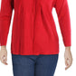 JM Collection Suéter feminino plus size com cadarço e acabamento canelado, vermelho, tamanho 0X