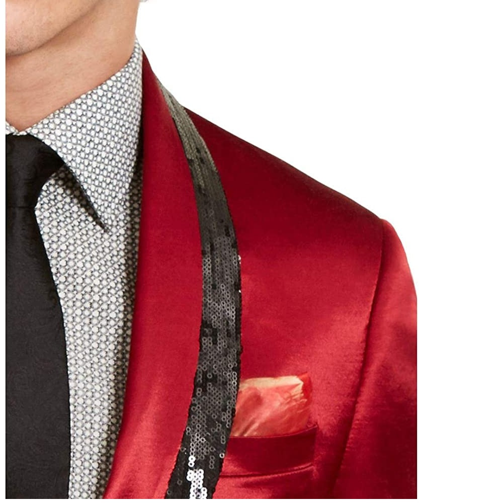 Blazer smoking masculino Tallia de cetim com lantejoulas vermelho tamanho 38 R