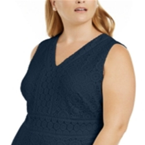 Vestido feminino plus size Charter Club com bainha evasê e renda, tamanho 1X