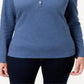 Karen Scott Top Henley de Algodão Feminino Azul Tamanho Grande