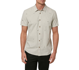 Camisa de manga curta masculina O'Neill Reel Life com botões - Cinza, tamanho M