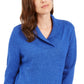 Karen Scott Suéter Feminino Manga Longa Canelado Gola Xale Azul Tamanho XS