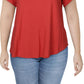 Camiseta feminina Alfani com acabamento em cetim, tamanho 2X, vermelha