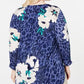 Blusa feminina JM Collection com estampa de chita roxa e zíper floral tamanho extra grande