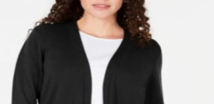 Karen Scott Cardigan Feminino Frente Aberta Preto Tamanho Pequeno GG