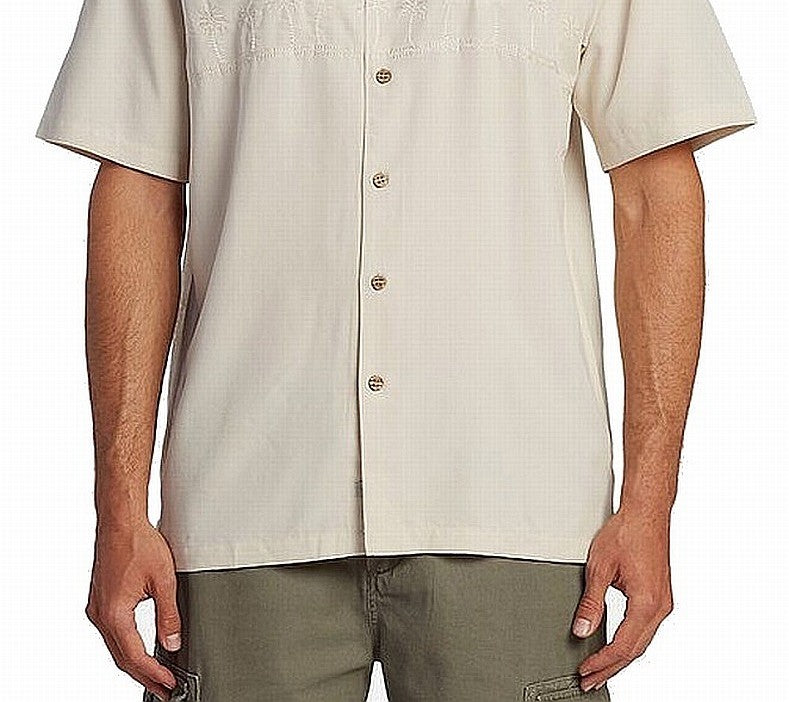Camisa gráfica Quiksilver Tahiti Palms masculina, cinza, tamanho médio