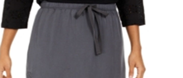 Saia feminina de tencel com cordão estilo &amp; co, cinza, tamanho GG