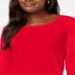 Karen Scott Blusa feminina de algodão com decote redondo, vermelha, tamanho extragrande