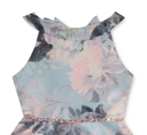 Vestido floral jacquard para meninas, edições raras, rosa, tamanho 6