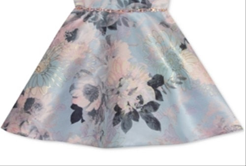 Vestido floral jacquard para meninas, edições raras, rosa, tamanho 6