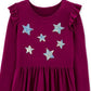 Vestido de malha com lantejoulas e estrelas Carter's Little &amp; Big Girls, roxo, tamanho 8