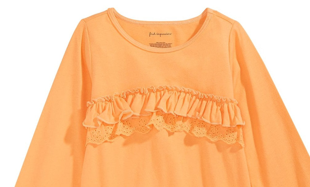 Camiseta infantil de algodão com babados First Impressions para meninas, tamanho 3T, amarela