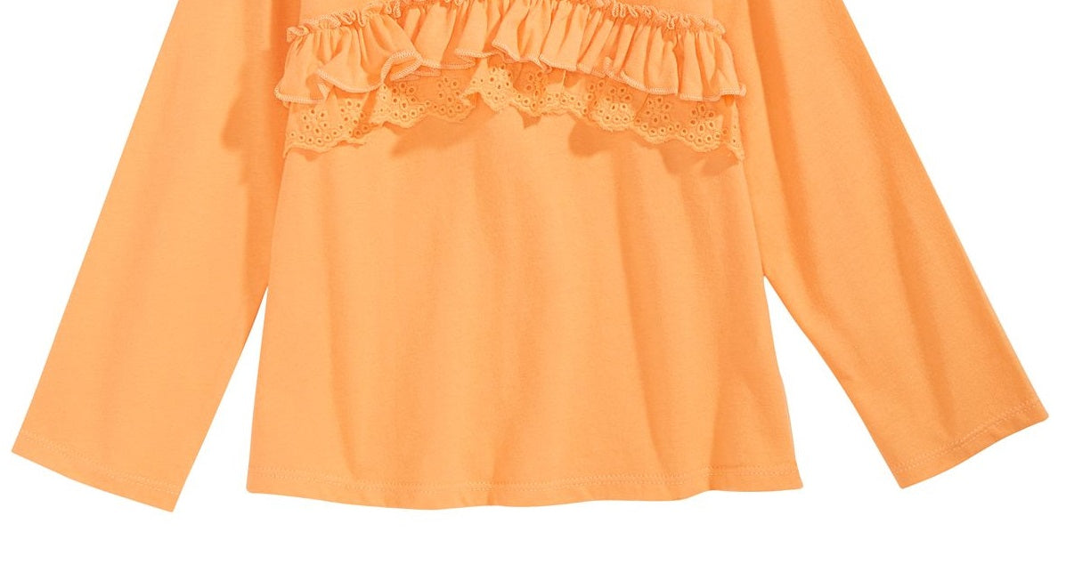 Camiseta infantil de algodão com babados First Impressions para meninas, tamanho 3T, amarela