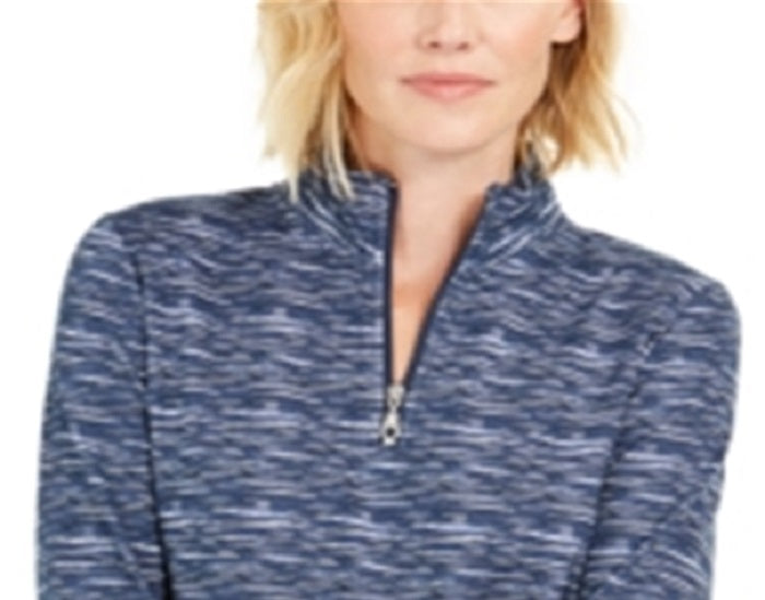 Karen Scott Suéter Feminino Azul com Zíper e Gola Alta Tamanho M