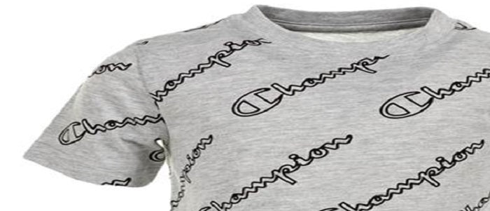 Camiseta Champion Little Boy's Allover Open Script Cinza Tamanho 6