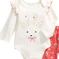 Conjunto de body e calça de algodão First Impressions para bebê menina, 2 peças, branco, tamanho 0-3 M