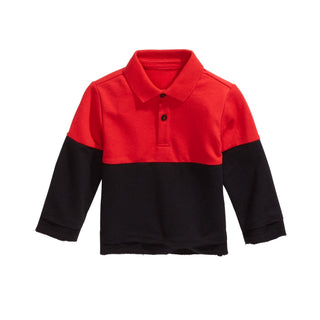 Camisa de gola com blocos de cores para bebês meninos First Impressions, vermelha, tamanho 3-6 meses