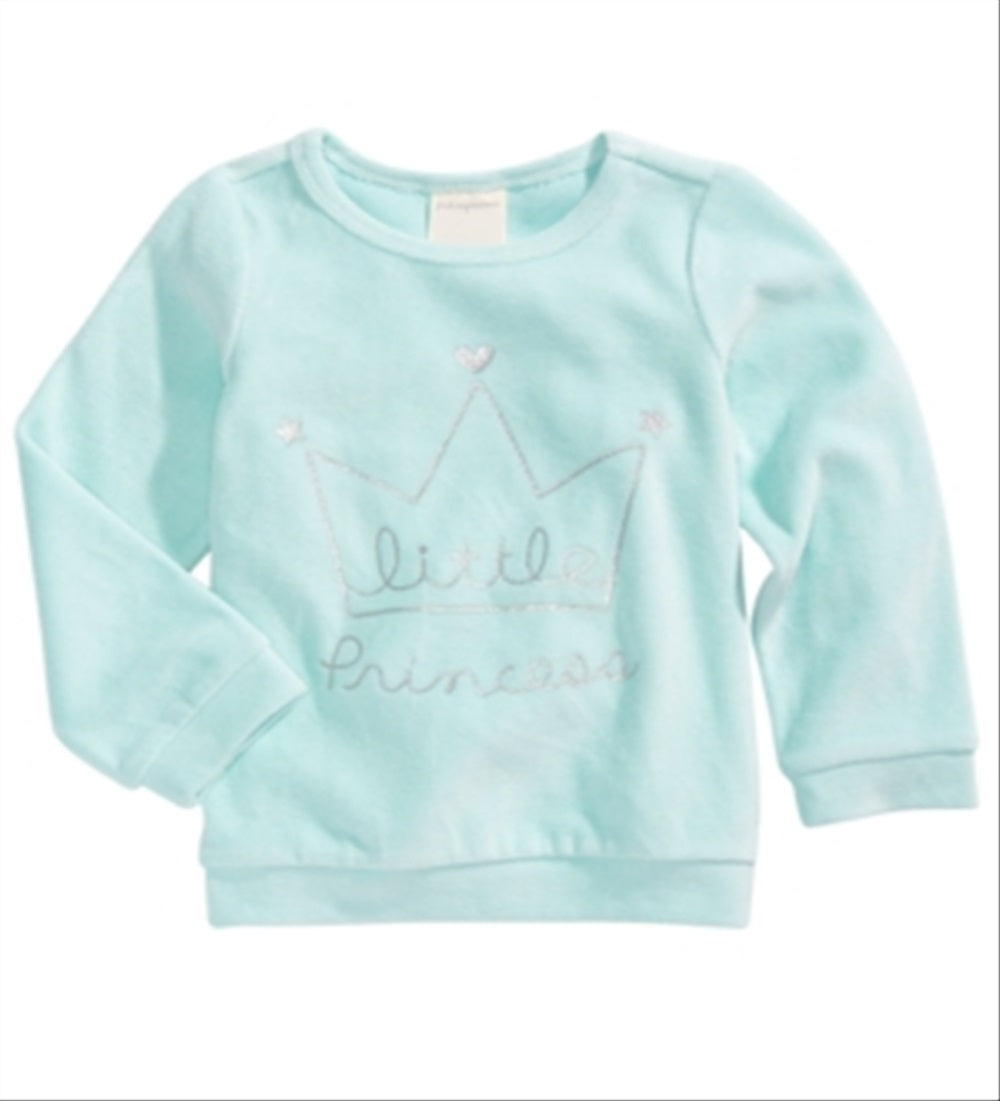 Blusa de veludo com estampa de coroa First Impressions para bebês meninas, verde menta, tamanho 3-6 meses