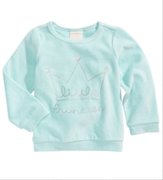 Blusa de veludo com estampa de coroa First Impressions para bebês meninas, verde menta, tamanho 3-6 meses