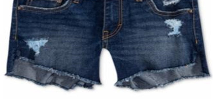 Shorts jeans Levi's Little Girls Step Up Shorty Azul Tamanho 6