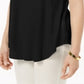Camiseta feminina JM Collection com decote redondo e cor lisa, preta, tamanho P