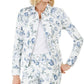 Jaqueta jeans feminina Charter Club com estampa floral e jacquard, azul, tamanho grande