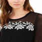 Suéter feminino com acabamento em renda e ilusão da INC International Concepts, preto, tamanho X-S