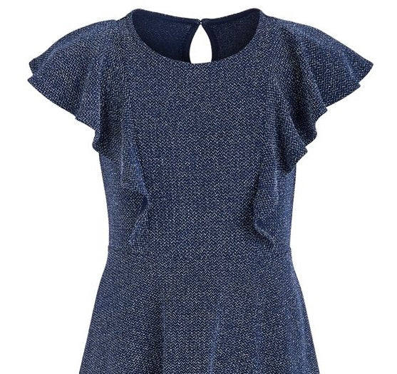 Vestido esvoaçante de malha metálica Epic Threads Big Girls, azul, tamanho médio