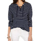 Moletom com capuz listrado feminino Style &amp; Co com cadarço, azul, tamanho extragrande