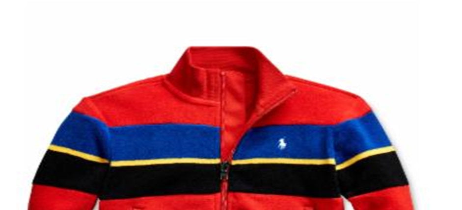 Jaqueta Ralph Lauren Little Boy's Listrada de Lã Vermelha Tamanho 6