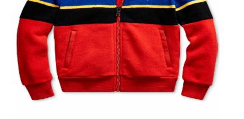 Jaqueta Ralph Lauren Little Boy's Listrada de Lã Vermelha Tamanho 6