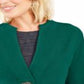 Cardigan feminino JM Collection com broche para festa de fim de ano, verde, tamanho pequeno