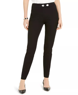 Calça skinny feminina Alfani Petite com aba estendida, preta, tamanho 2P