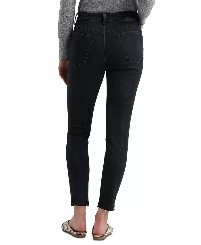 Calça jeans skinny feminina Lucky Brand Bridgette com botões, preta, tamanho 26