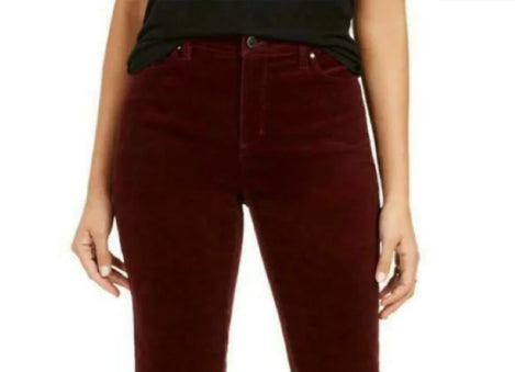 Calça jeans feminina Charter Club Lexington Tummy Control com perna reta, vermelha, tamanho 16