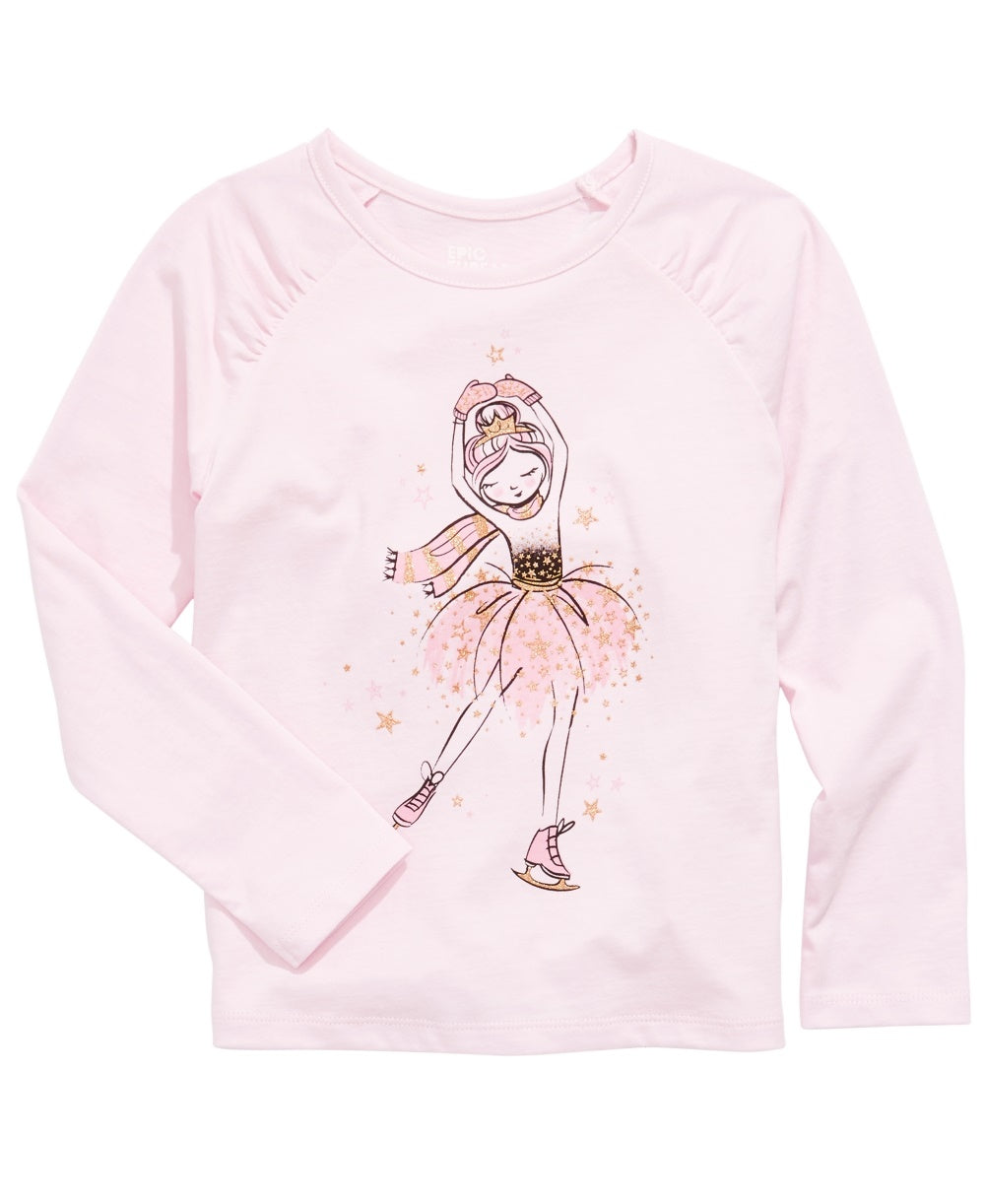 Camiseta infantil Epic Threads para meninas, bailarina e patinadora no gelo, rosa, tamanho 2T